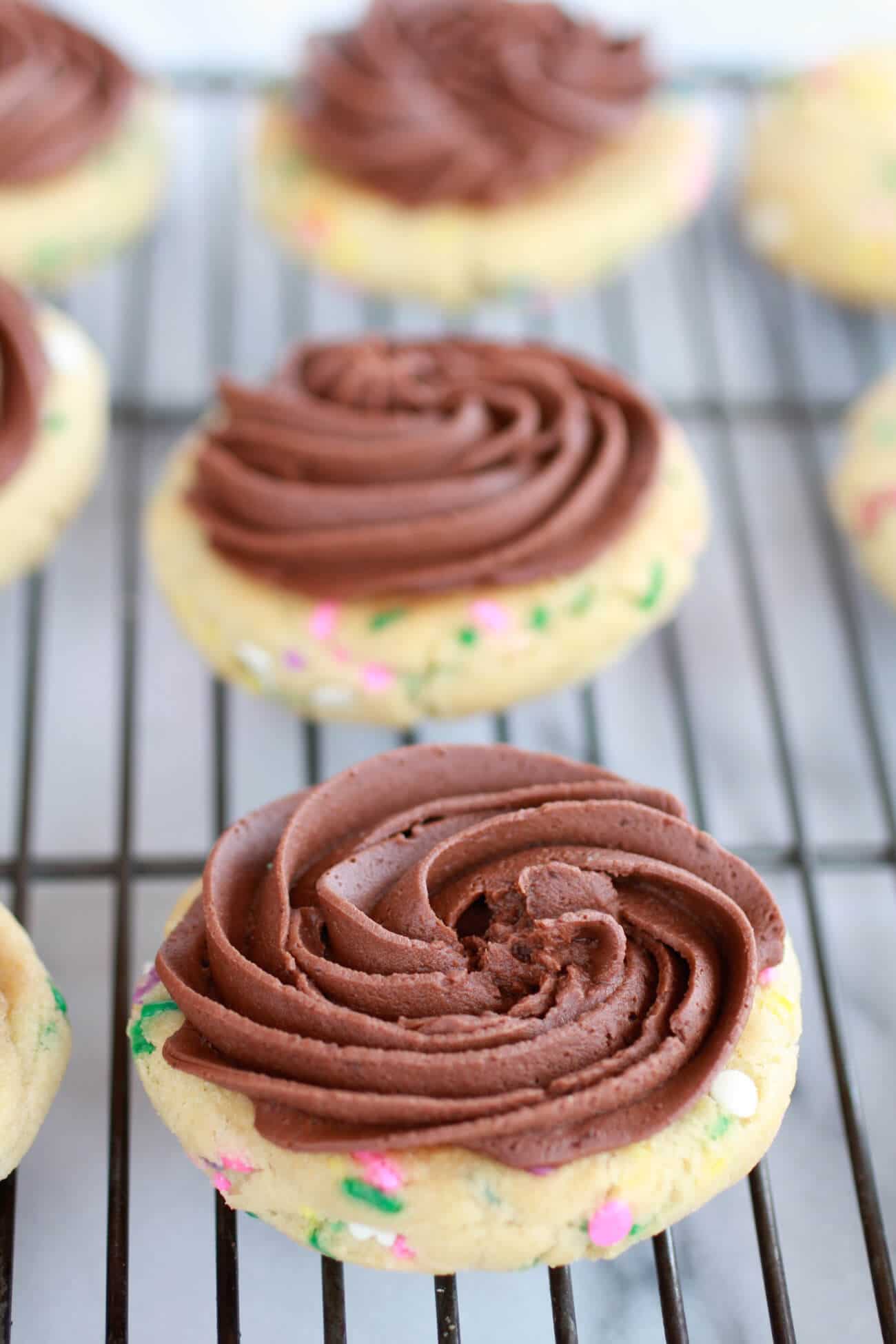 Funfetti Sandwich Cookies with Chocolate Gancahe Frosting-3