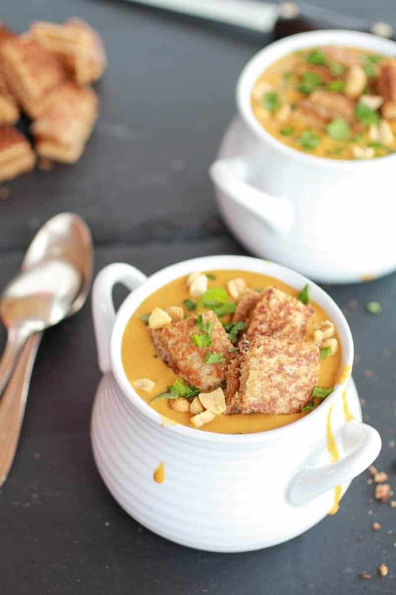 Sweet Potato Peanut Soup with Peanut Butter Croutons-1