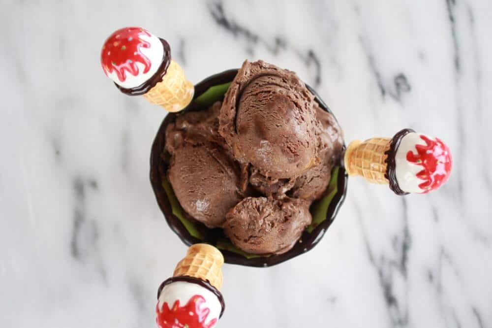 Chocolate Peanut Butter Swirl Fudge Brownie Ice Cream https://fatburn.fit/
