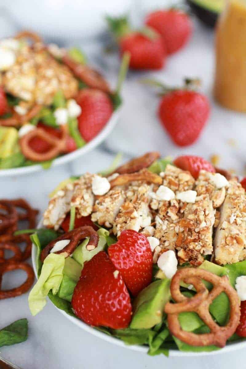 Honey Mustard Pretzel Crusted Chicken Salad with Spicy Honey Mustard Dressing-10