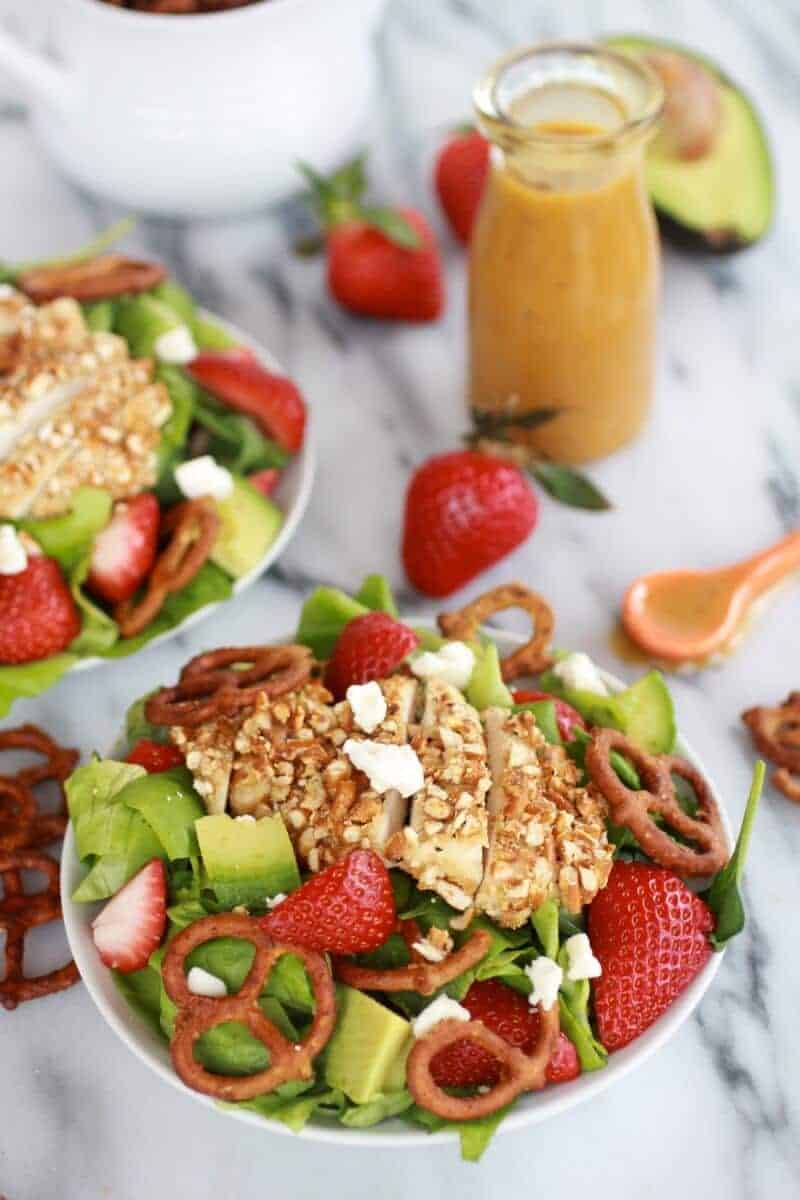Honey Mustard Pretzel Crusted Chicken Salad with Spicy Honey Mustard Dressing-8