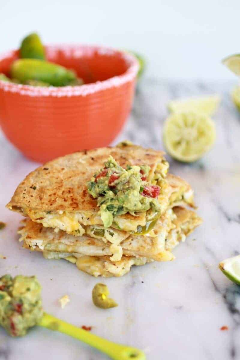 Margarita Chicken Quesadilla with Margarita Guacamole https://fatburn.fit/
