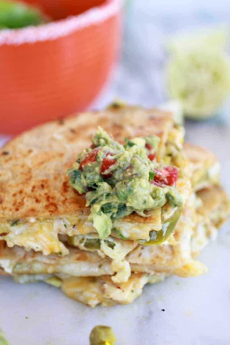 Margarita Chicken Quesadilla with Margarita Guacamole https://fatburn.fit/