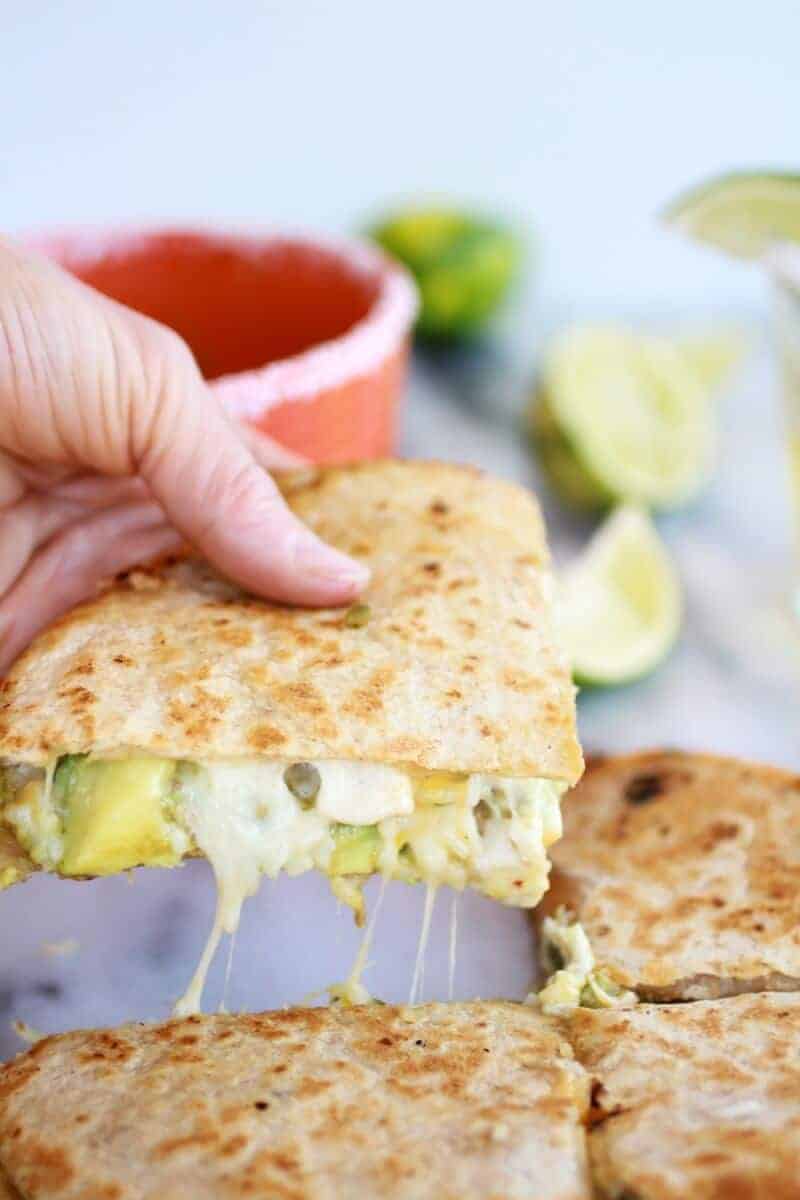 Margarita Chicken Quesadilla with Margarita Guacamole https://fatburn.fit/