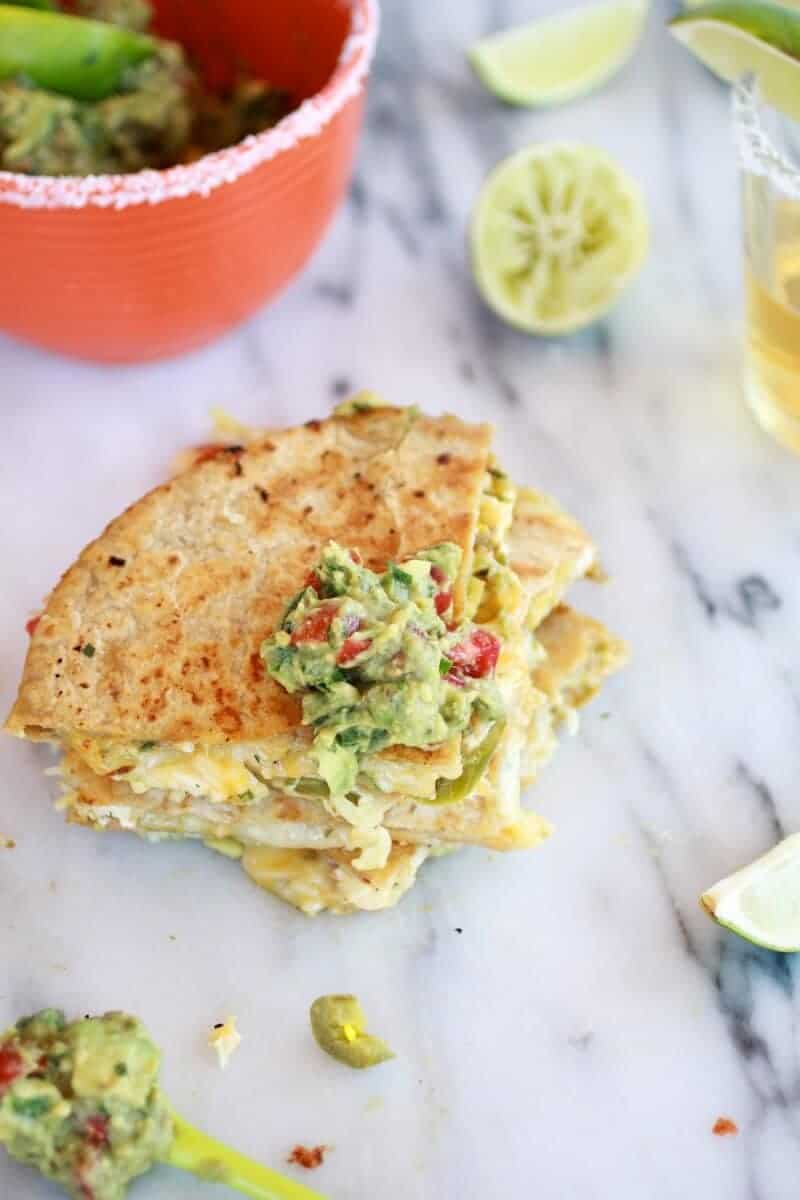 Margarita Chicken Quesadilla with Margarita Guacamole https://fatburn.fit/