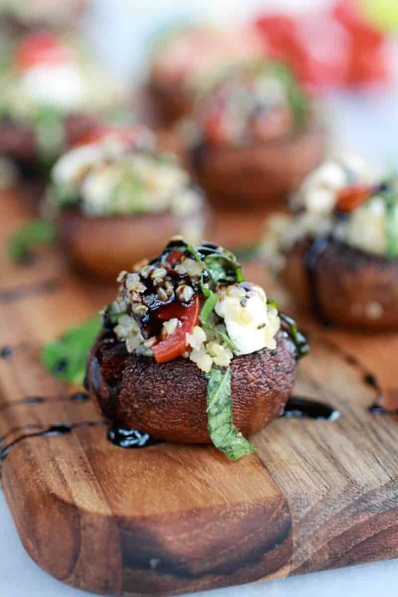 Caprese Quinoa Grilled Stuffed Mushrooms with Balsamic Glaze | https://fatburn.fit/