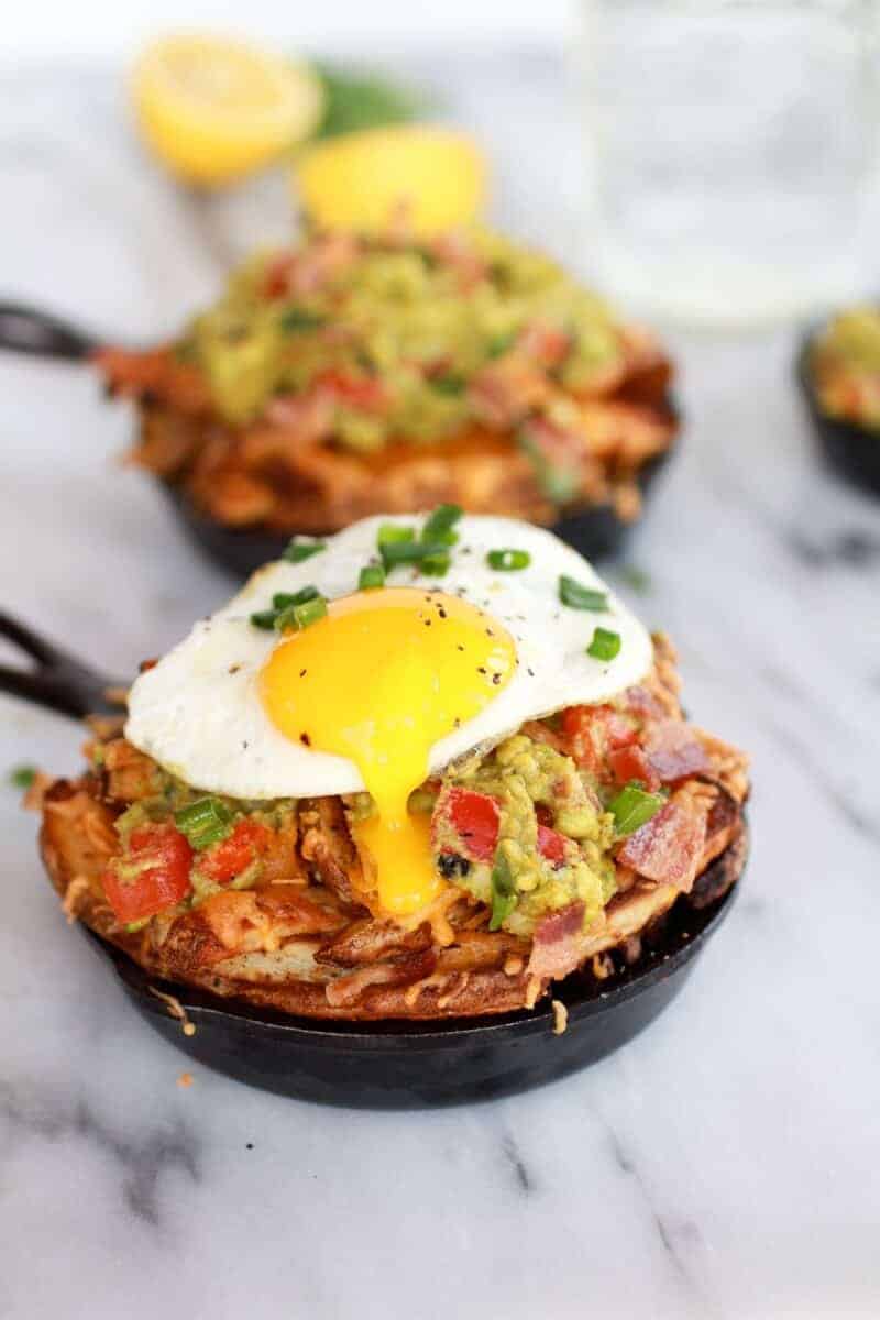 Cheesy Cajun Fries with Grilled Corn Guacamole, Bacon and Fried Eggs | halfbakedharvest.com/
