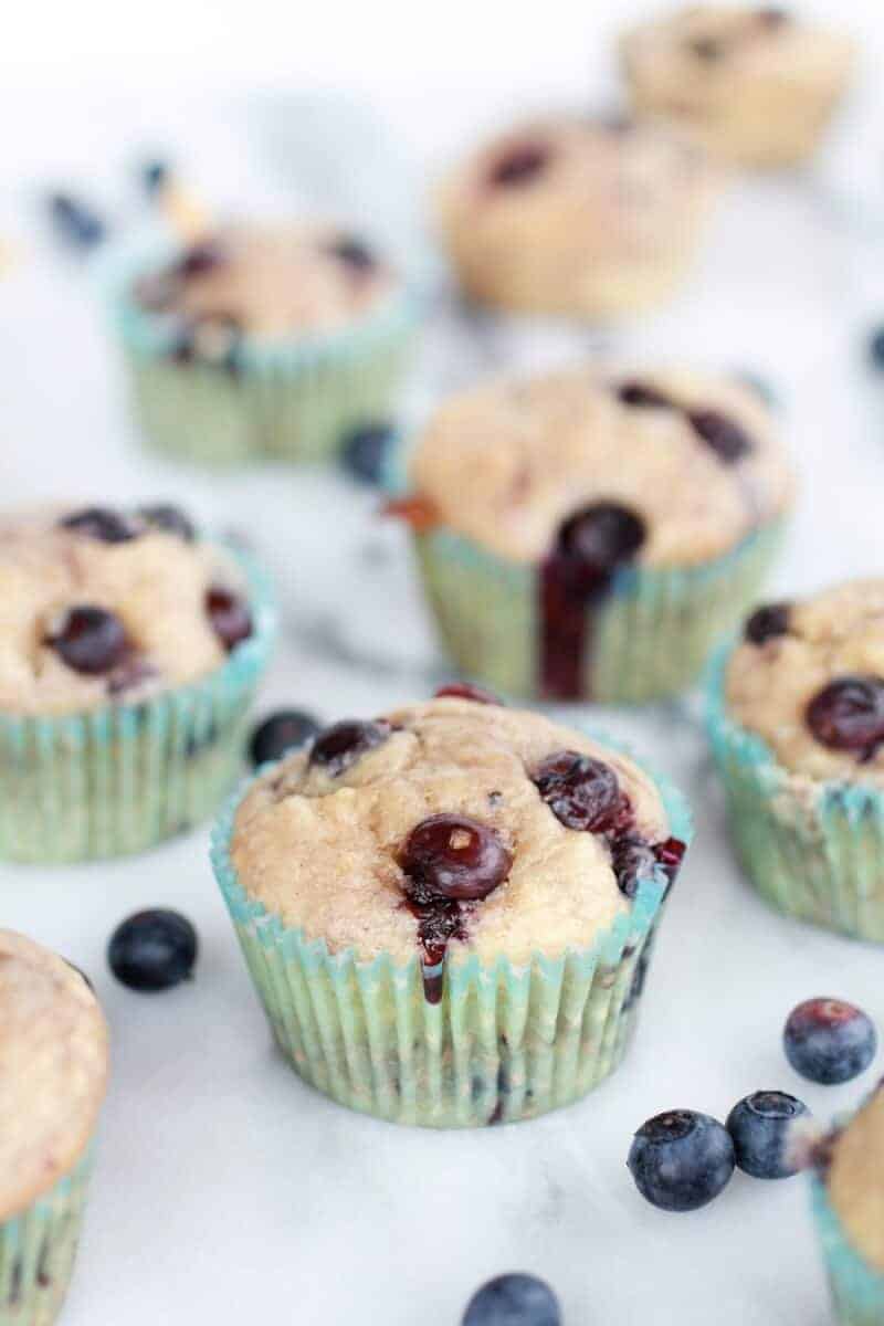 Whole Wheat Caramelized Blueberry Loaded Muffins | https://fatburn.fit/