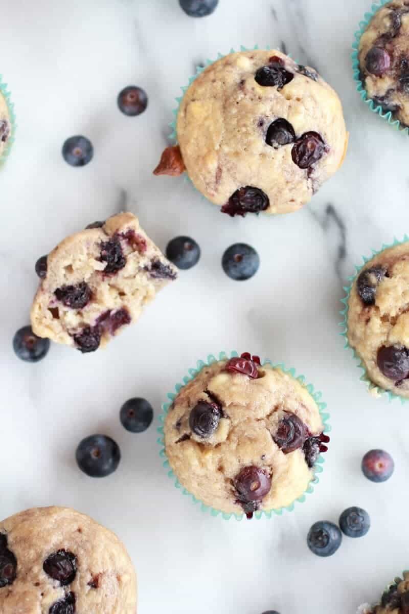 Whole Wheat Caramelized Blueberry Loaded Muffins | https://fatburn.fit/