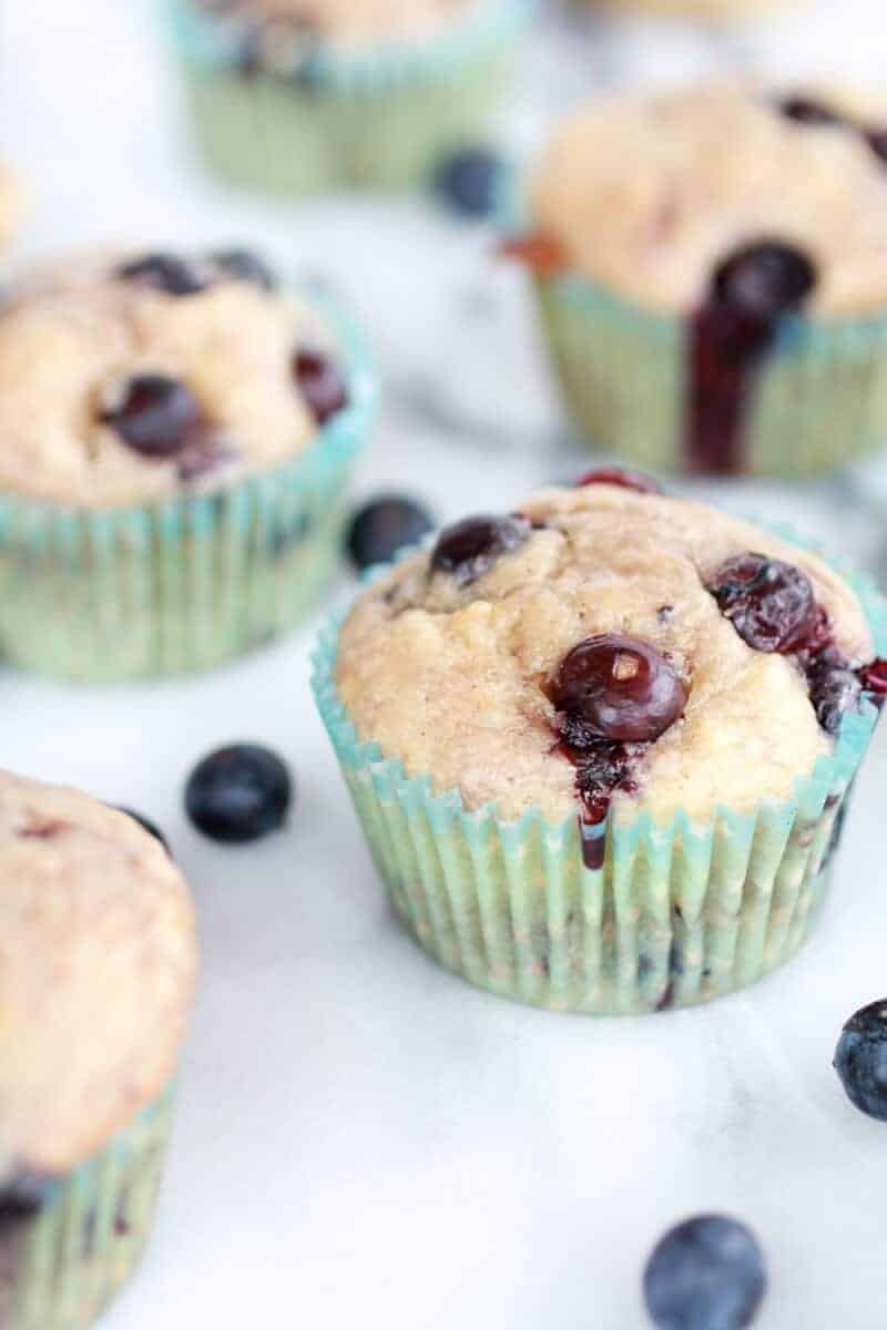 Whole Wheat Caramelized Blueberry Loaded Muffins | https://fatburn.fit/