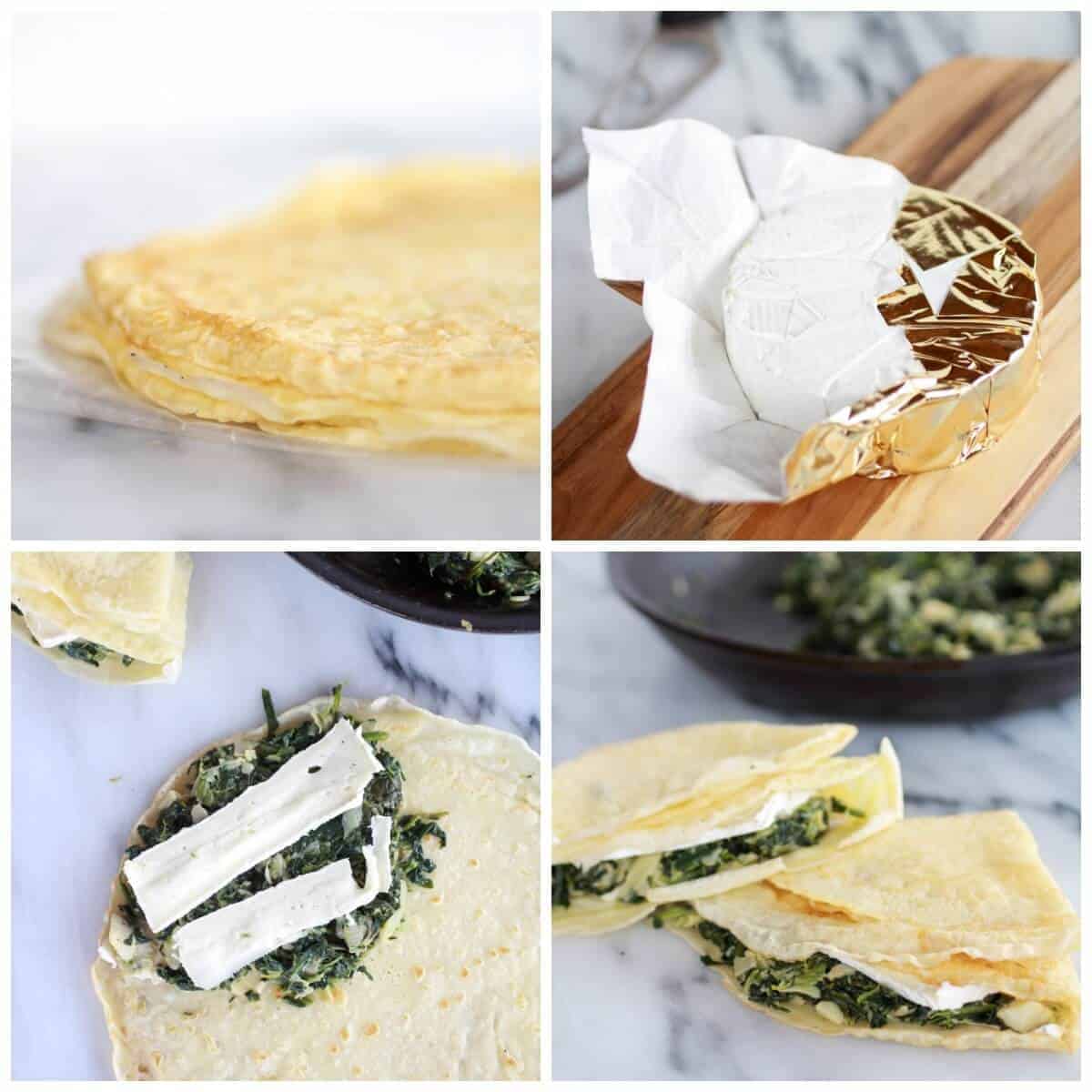 Spinach Artichoke and Brie Crepes with Sweet Honey Sauce | https://fatburn.fit/