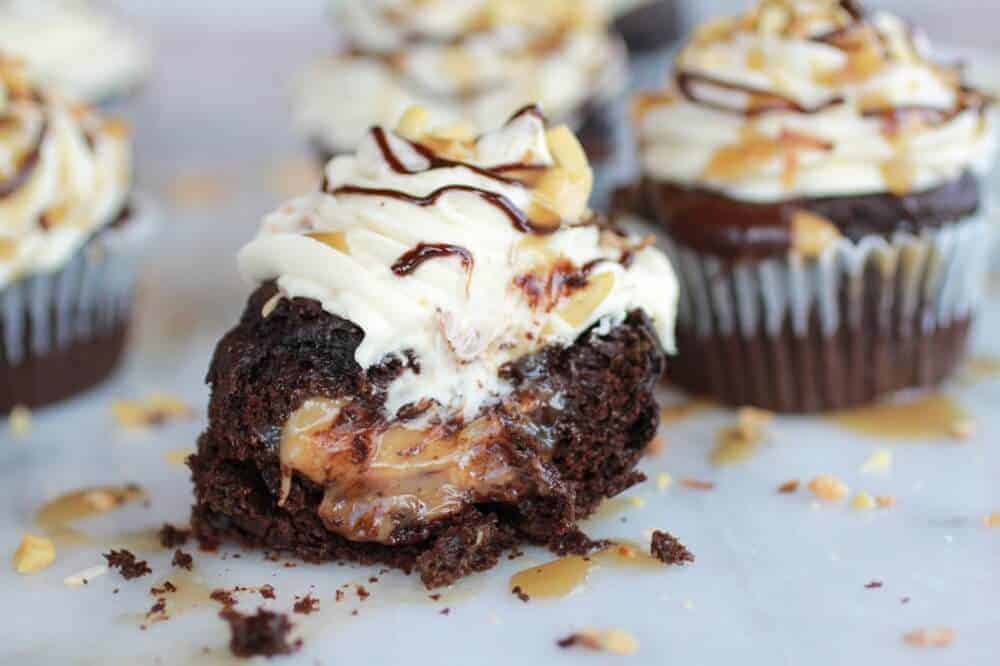 Snickers Coconut Caramel Cupcakes | halfbakedharvest.com
