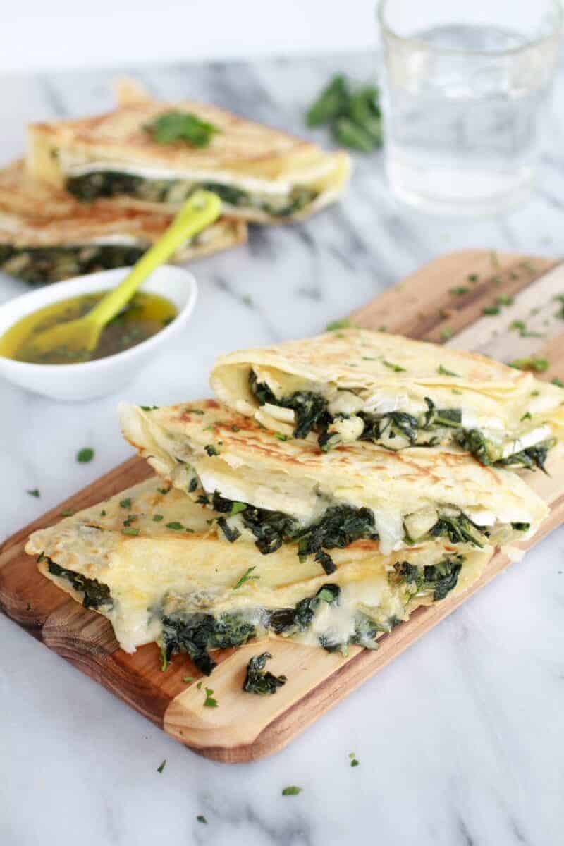 Spinach Artichoke and Brie Crepes with Sweet Honey Sauce | https://fatburn.fit/
