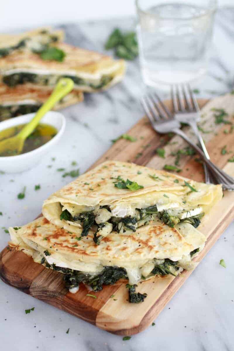 Spinach Artichoke and Brie Crepes with Sweet Honey Sauce | https://fatburn.fit/