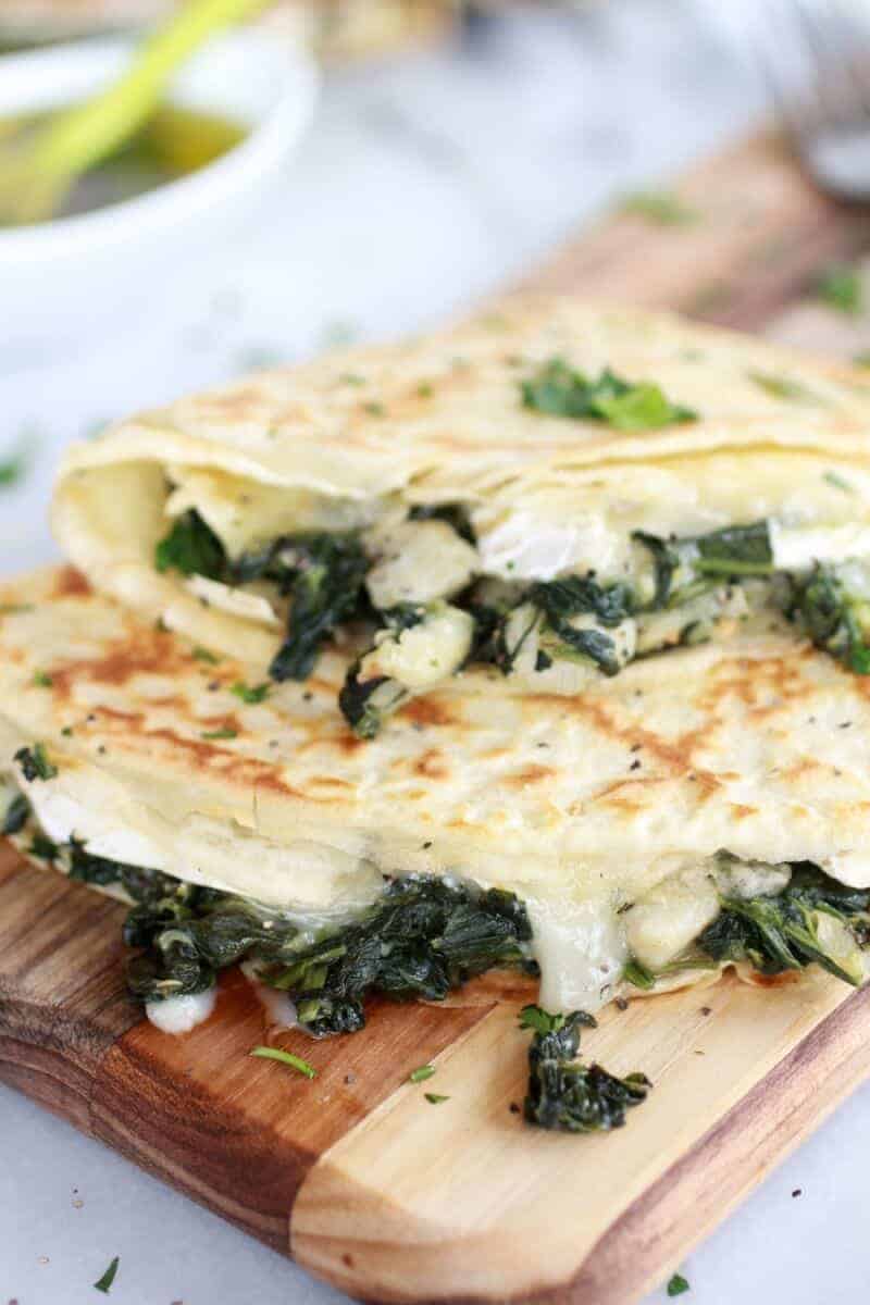 Spinach Artichoke and Brie Crepes with Sweet Honey Sauce | https://fatburn.fit/