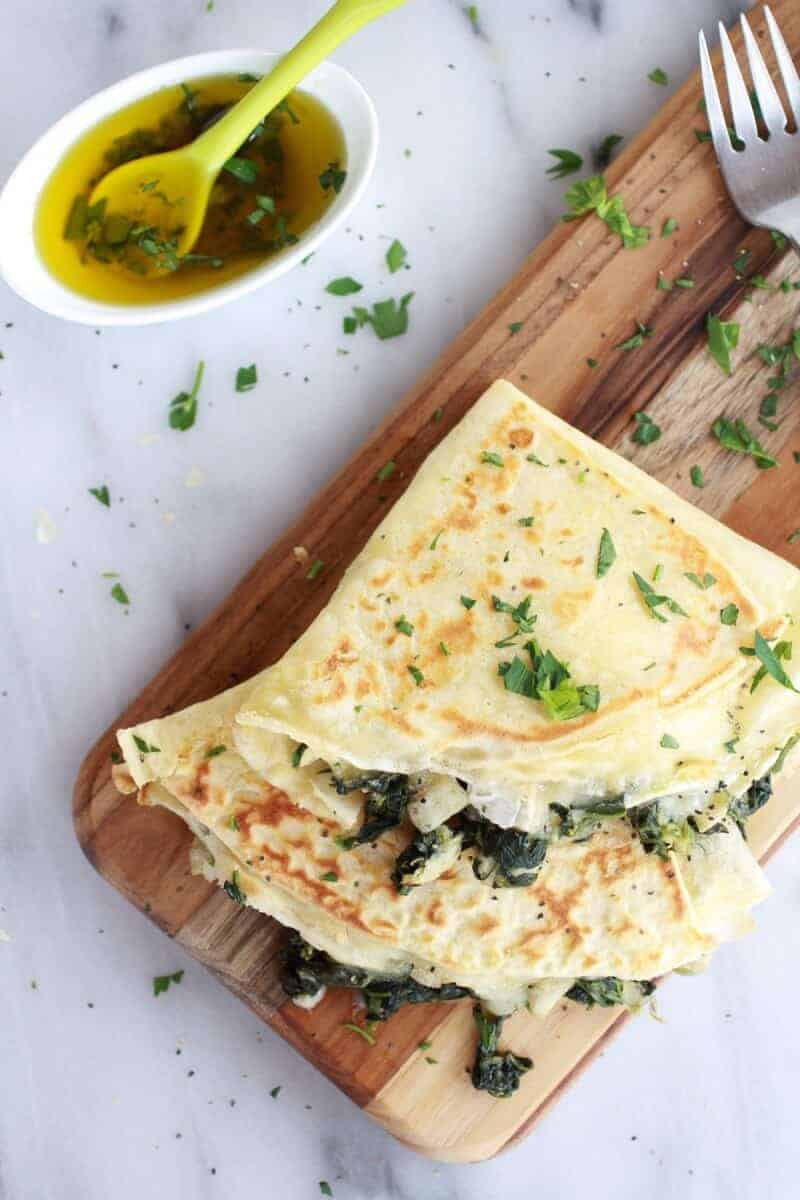 Spinach Artichoke and Brie Crepes with Sweet Honey Sauce | https://fatburn.fit/