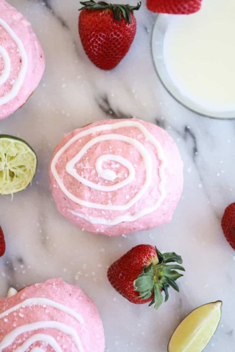 Strawberry Margarita Cream Filled Donuts | https://fatburn.fit/