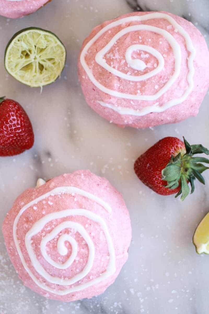Strawberry Margarita Cream Filled Donuts | https://fatburn.fit/