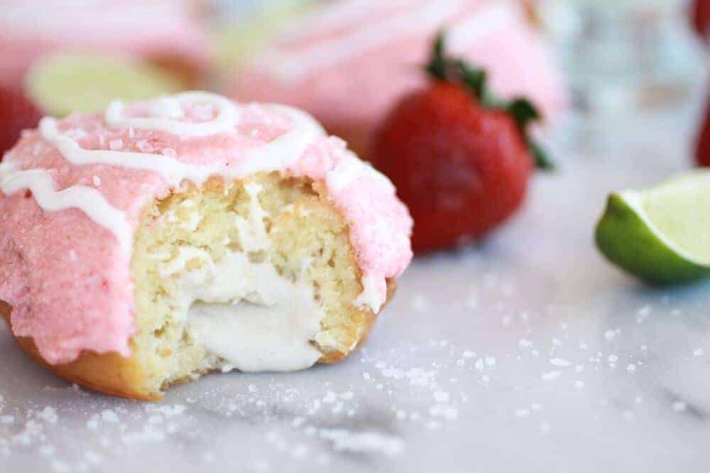 Strawberry Margarita Cream Filled Donuts | https://fatburn.fit/