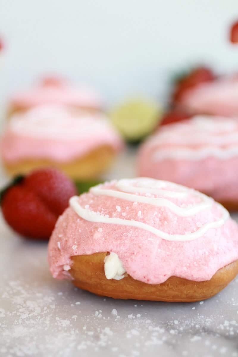 Strawberry Margarita Cream Filled Donuts | https://fatburn.fit/