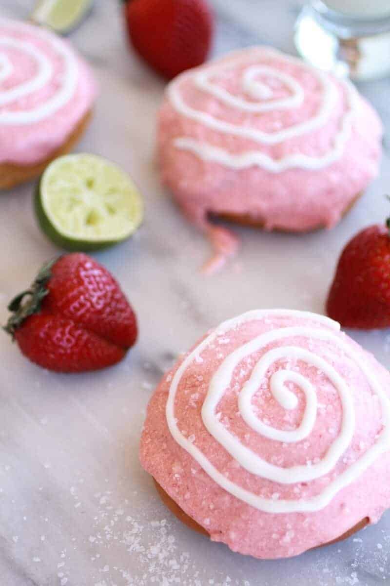 Strawberry Margarita Cream Filled Donuts | https://fatburn.fit/