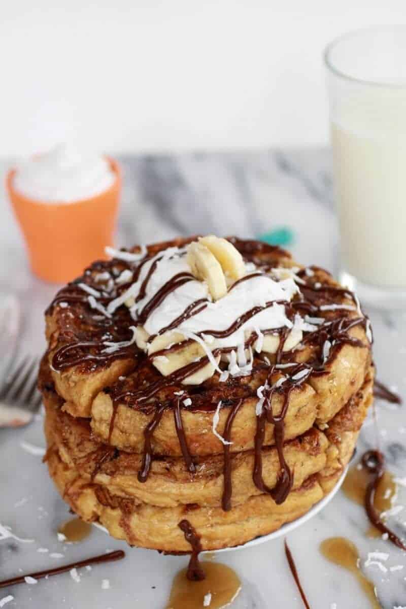 caramelized coconut banana bread waffle french toast | https://fatburn.fit/