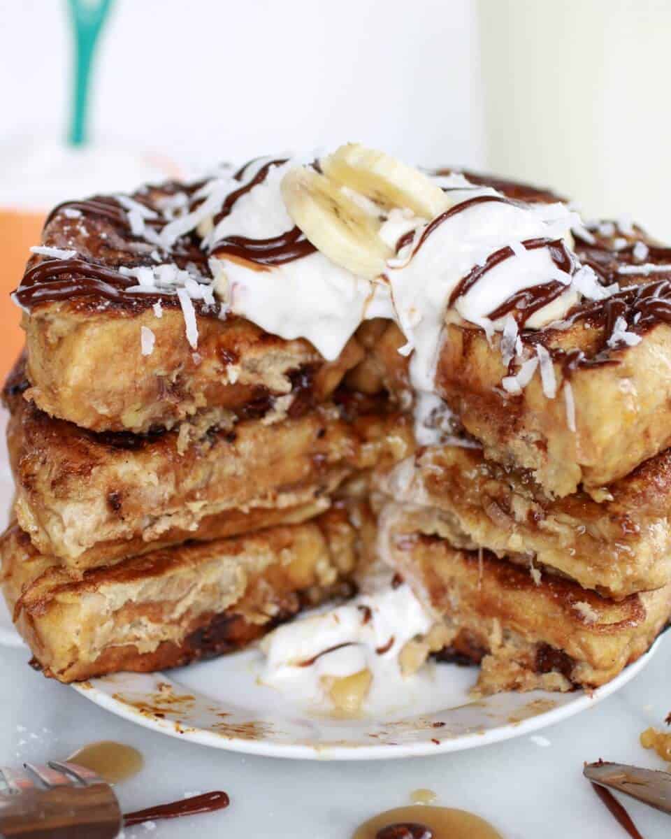 caramelized coconut banana bread waffle french toast | https://fatburn.fit/
