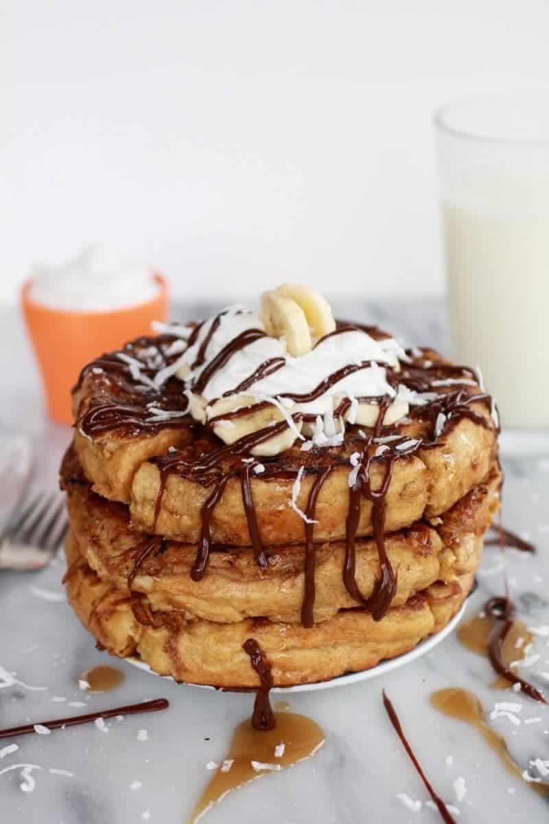 caramelized coconut banana bread waffle french toast | https://fatburn.fit/