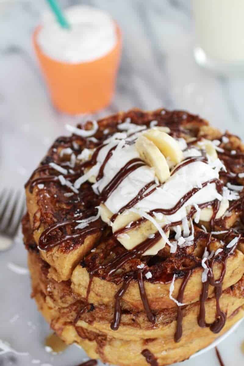 caramelized coconut banana bread waffle french toast | https://fatburn.fit/