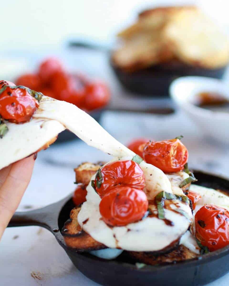 Blistered Tomato Grilled Toast Caprese Nachos with Balsamic Glaze || halfbakedharvest.com