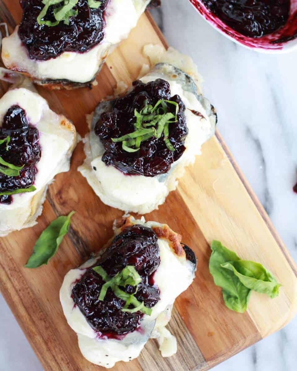 Blueberry Basil Balsamic Mozzarella Crisps | halfbakedharvest.com