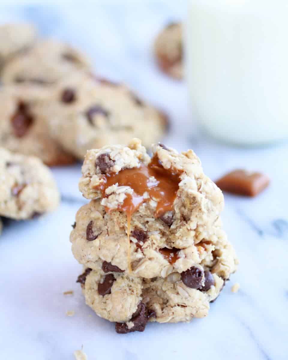 Burnt Peanut Butter Caramel Oatmeal Cookies-16