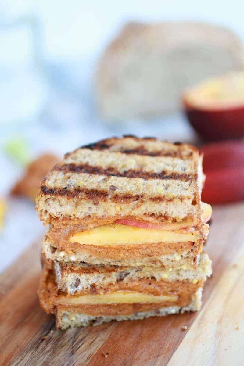 Chipotle Honey Roasted Peanut Butter and Peach Grilled Sandwich | halfbakedharvest.com