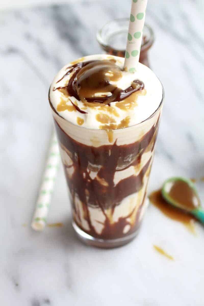 Butterscotch Milkshakes with Chocolate Peanut Butter Hot Fudge | halfbakedharvest.com