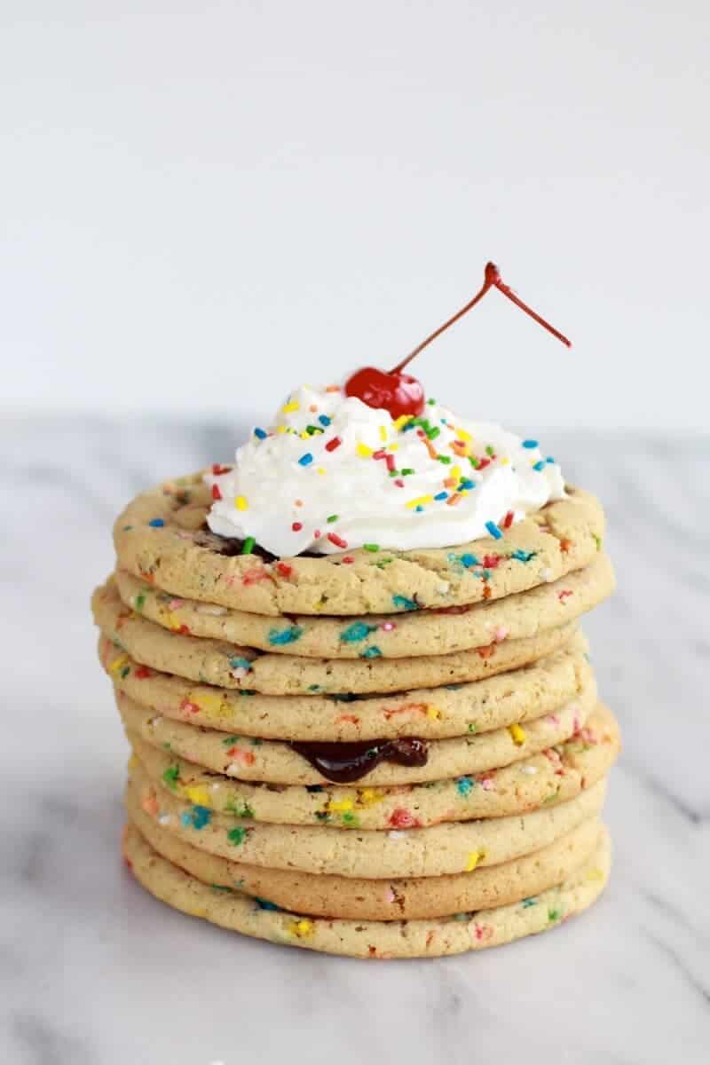 Giant Hot Fudge Ice Cream Sundae Cookies | halfbakedharvest.com