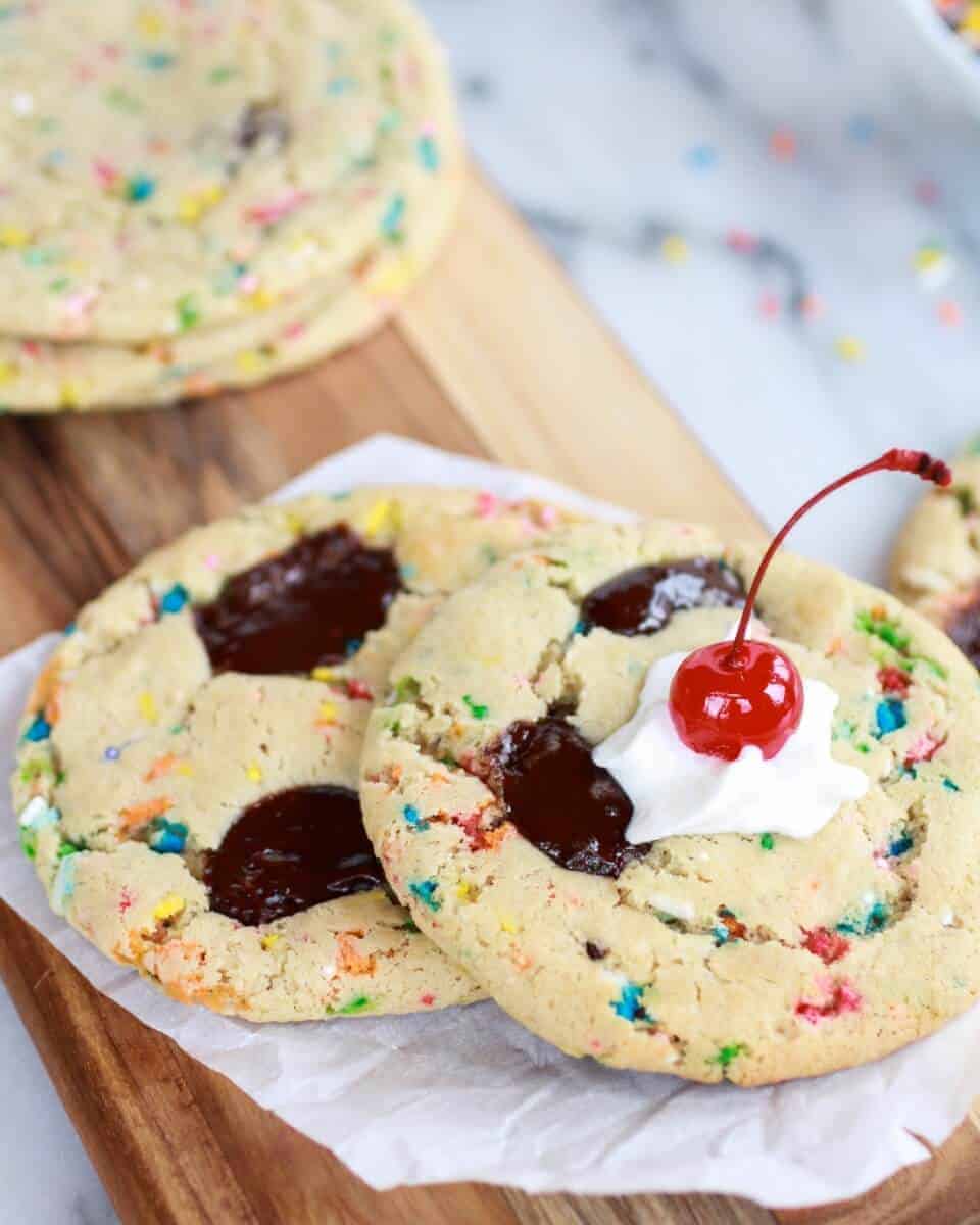 Giant Hot Fudge Ice Cream Sundae Cookies | halfbakedharvest.com