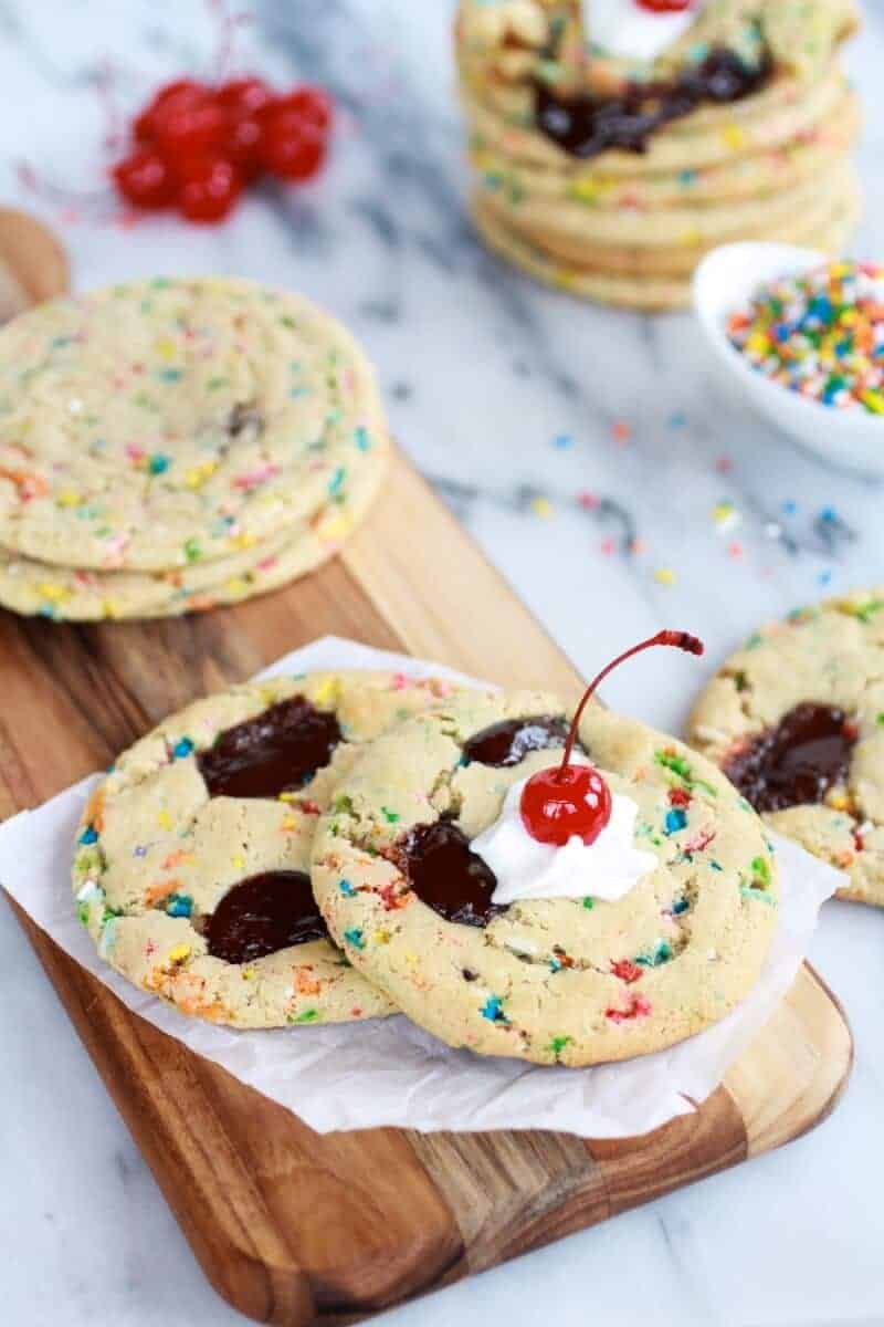 Giant Hot Fudge Ice Cream Sundae Cookies | halfbakedharvest.com