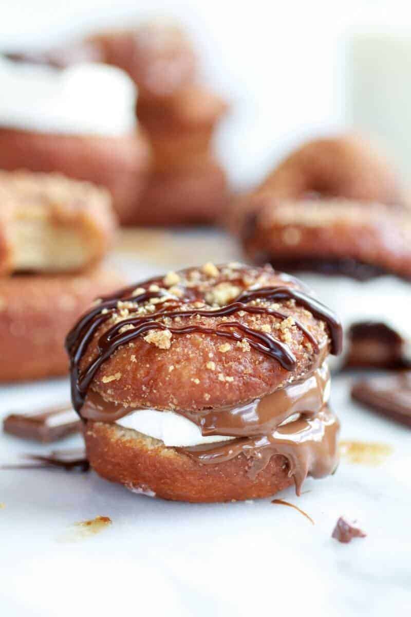 S'more Doughnut Sandwich With Easy Homemade Beer Marshmallows | .halfbakedharvest.com/