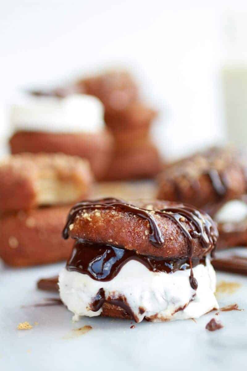 S'more Doughnut Sandwich With Easy Homemade Beer Marshmallows | .halfbakedharvest.com/