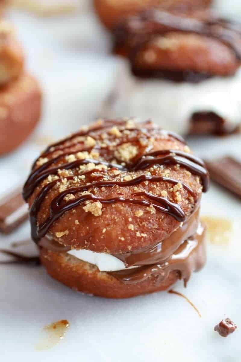 S'more Doughnut Sandwich With Easy Homemade Beer Marshmallows | .halfbakedharvest.com/