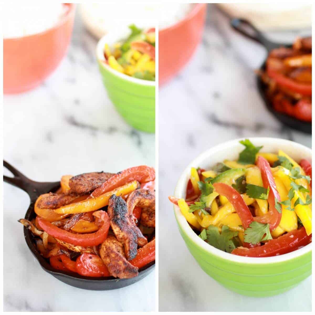 Easy Chicken Fajitas with Thai Mango Slaw and Coconut Rice | halfbakedharvest.com/