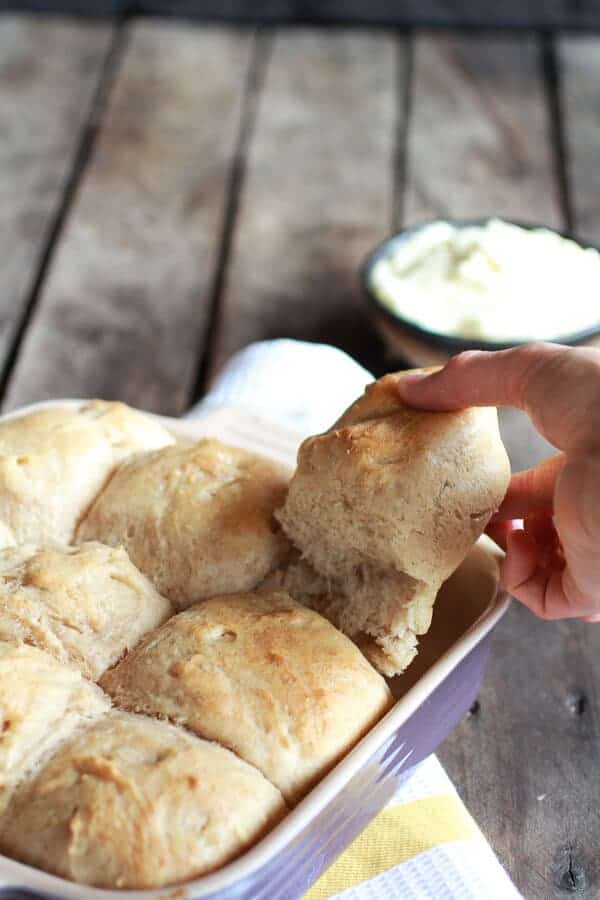 Easy Fluffy Pull-Apart Whole Wheat Buttery Dinner Rolls | halfbakedharvest.com