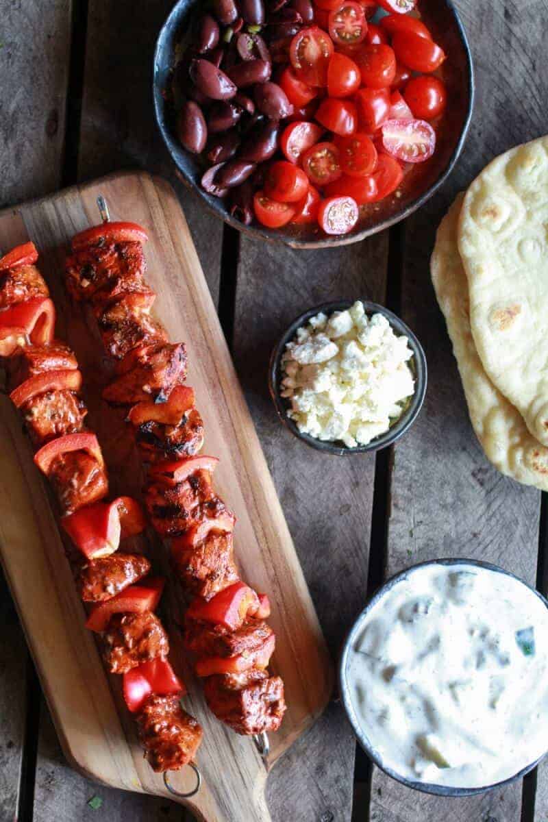 Greek Salmon Souvlaki Gyros with Tzatziki | halfbakedharvest.com