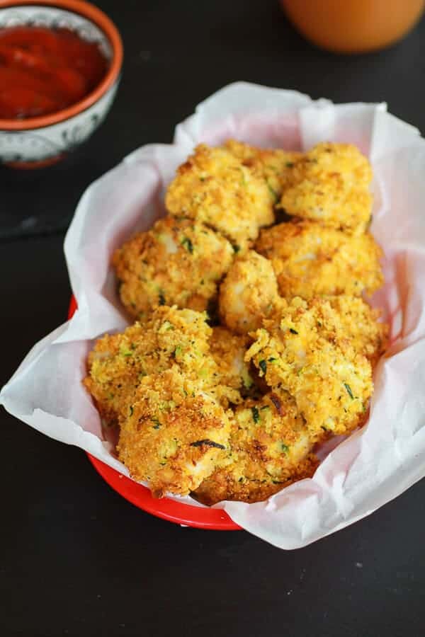 Zucchini Parmesan Crusted Chicken Nuggets | halfbakedharvest.com