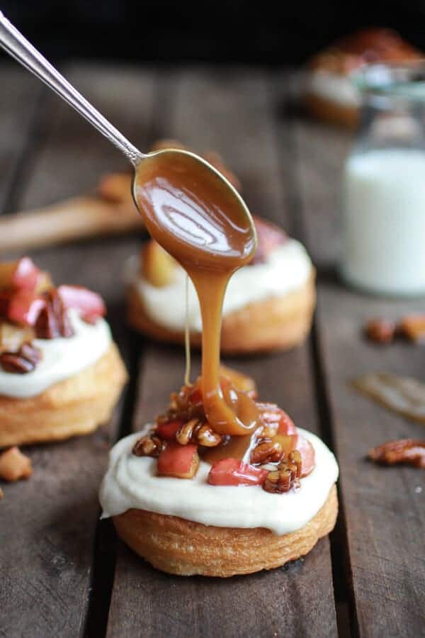 Apple Pecan Pie Cronuts with Apple Cider Caramel Drizzle | halfbakedharvest.com