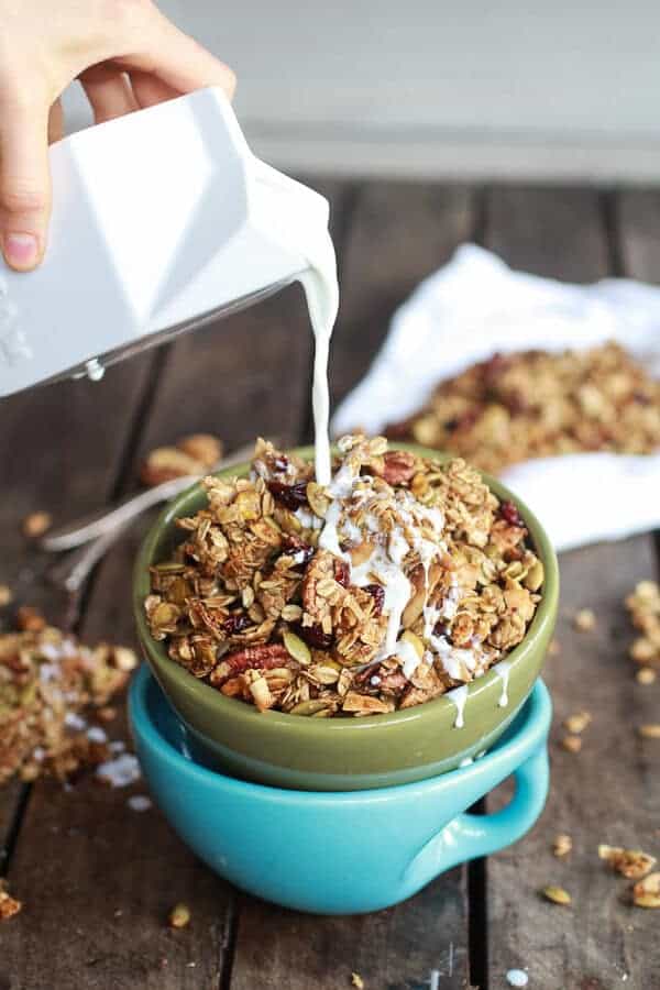 Brown Butter Pumpkin Seed and Espresso Glazed Big Cluster Granola | halfbakedharvest.com