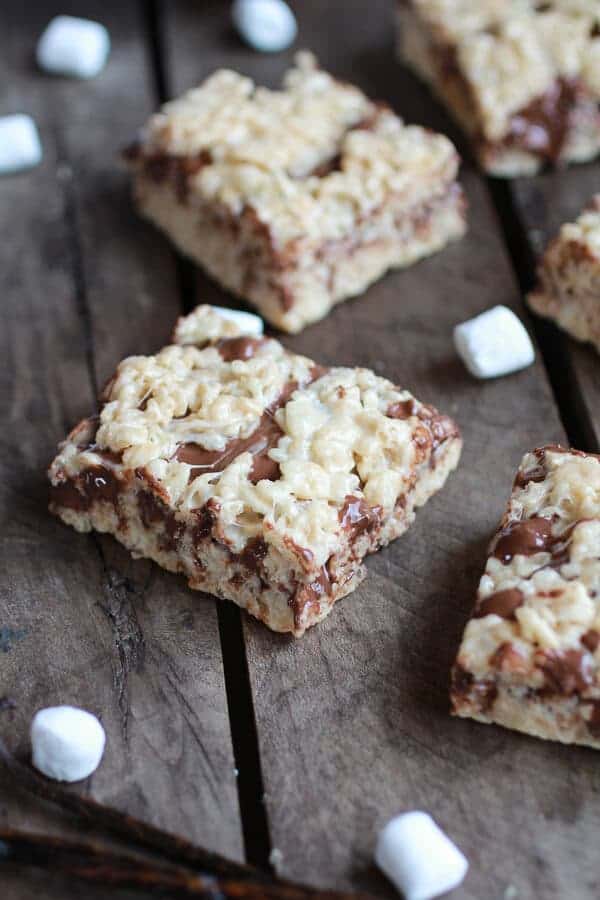 Brown Butter Vanilla Bean and Nutella Swirled Rice Krispie Treats | halfbakedharvest.com