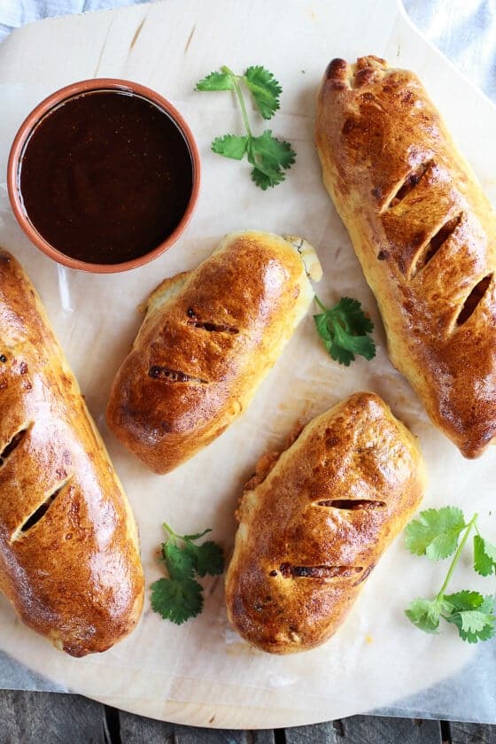 Caramelized Onion and BBQ Chicken Strombolis | halfbakedharvest.com