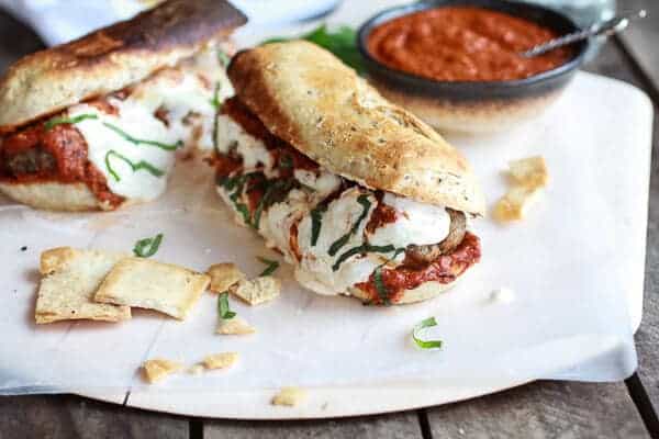 Easy Burrata Cheese Stuffed Spicy Meatball Subs | halfbakedharvest.com
