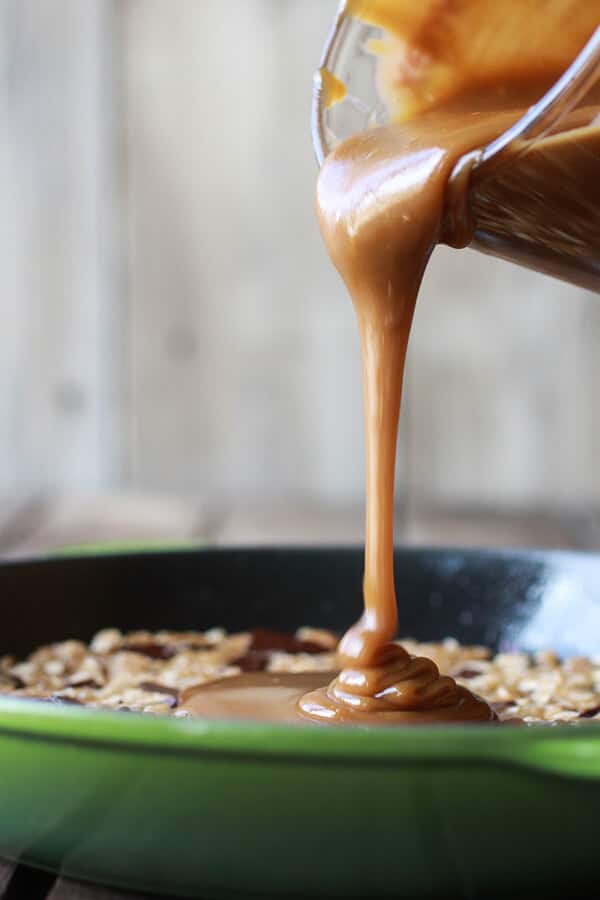Oatmeal Chocolate Chunk Salted Coffee Caramel Apple Skillet Cookie | .halfbakedharvest.com
